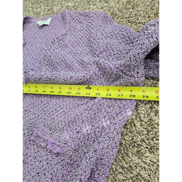 Eureka by Christos Garkinos Purple Textured Knit Cardigan Sweater 3X Preppy Chic - Picture 6 of 8